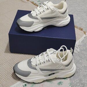 Dior B30 Series White And Gray Color-Blocked Chunky Sneakers